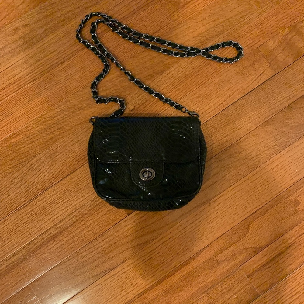 Express Small Black Snakeskin Crossbody